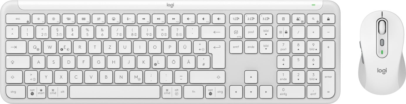 Logitech 920-012484 clavier Souris incluse Bureau RF sans fil + Bluetooth QWERTZ Allemand Blanc
