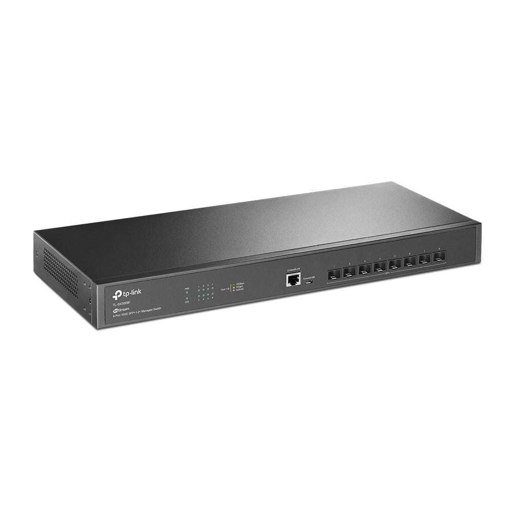 TP-LINK Omada 8-Port 10GE SFP+ L2+ Managed Switch 8x 10G SFP+ Slots RJ45/Micro-USB Console Port