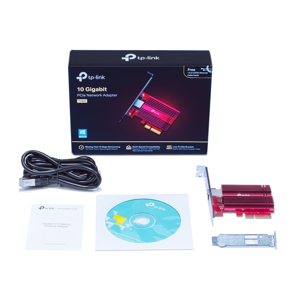 TP-LINK 10 Gigabit PCI Express Network Adapter PCIe 3.0x4 Include CAT6A Ethernet Cable