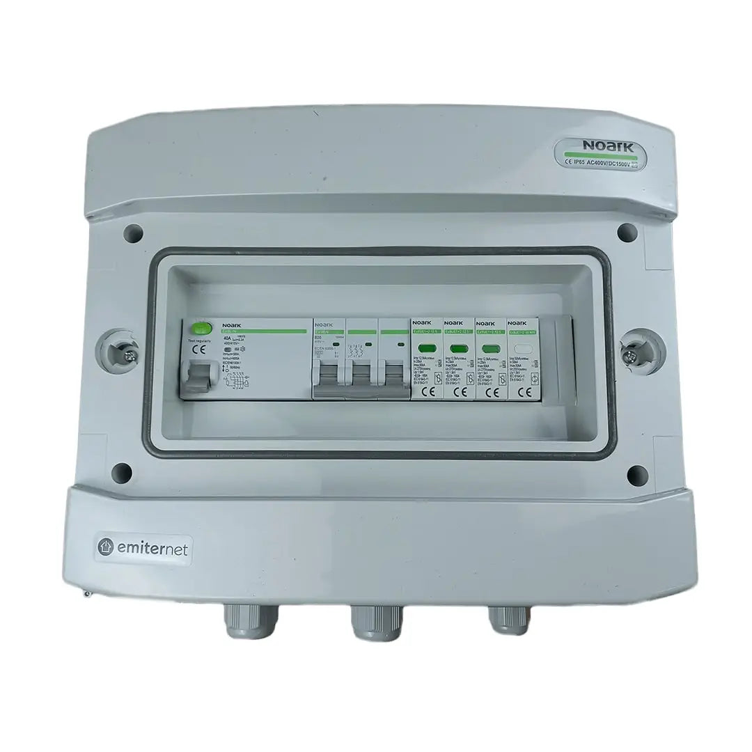 EMITER EM-307N_AC Tableau de distribution AC, IP65, SPD AC Noark type 1+2, disjoncteur 20A 3-F, RCD type A 40A/300mA