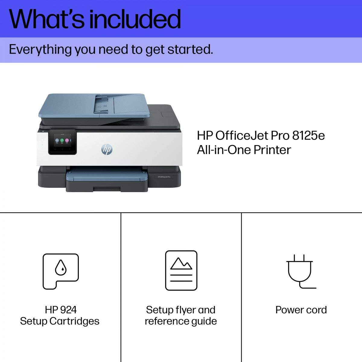 HP Officejet Pro 8125e All-in-One MFP colour inkjet A4 12ppm Copy 20ppm Print 225sheets USB Wi-Fi LAN dark surf blue