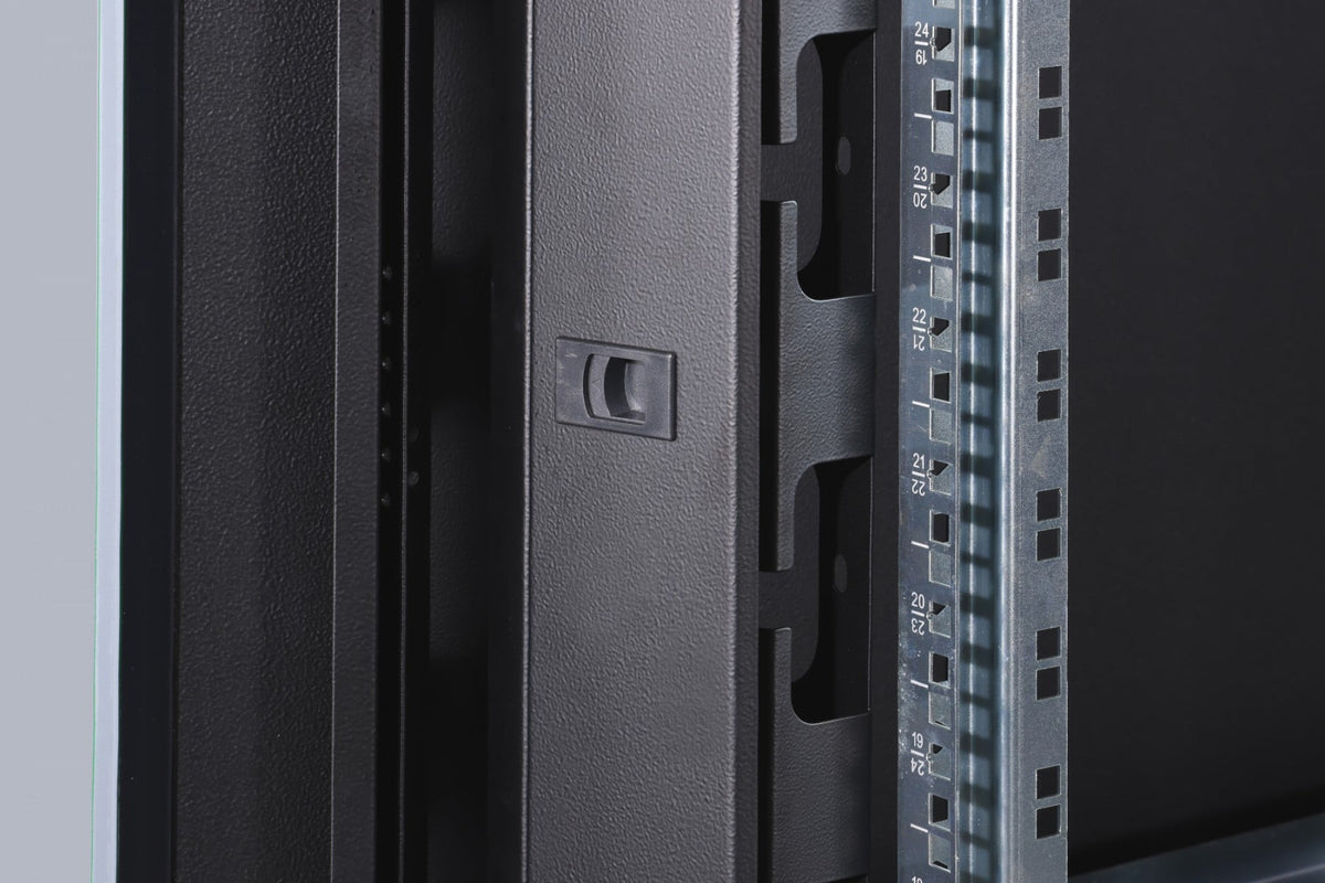 "Armoire réseau debout Unique 19"" 42U rack 800x1000, porte avant en verre, noir, 800kg 2053x800x1000 mm, couleur noire (RAL 9005)"