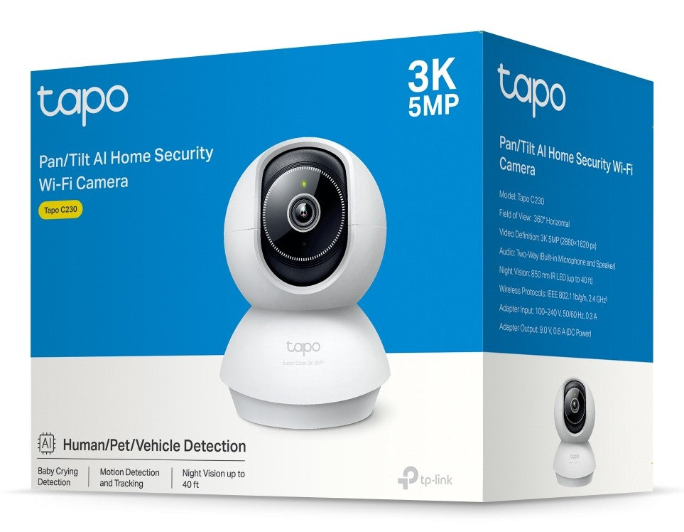 TP-LINK Pan/Tilt AI Home Security Wi-Fi Camera 3K 5MP 2880x1620 2.4GHz