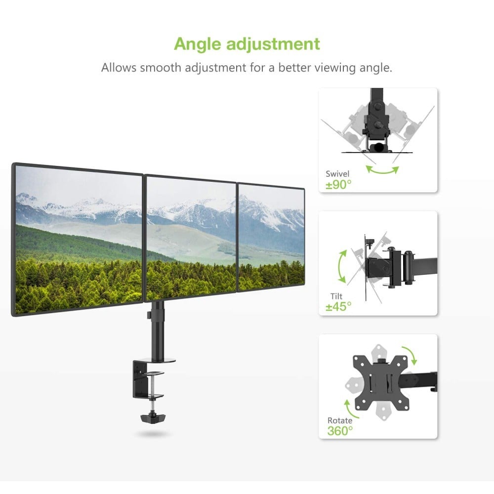 Techly ICA-LCD 482-T Support de 3 Moniteurs 13-24” LCD 10kg Bureau Rotatif