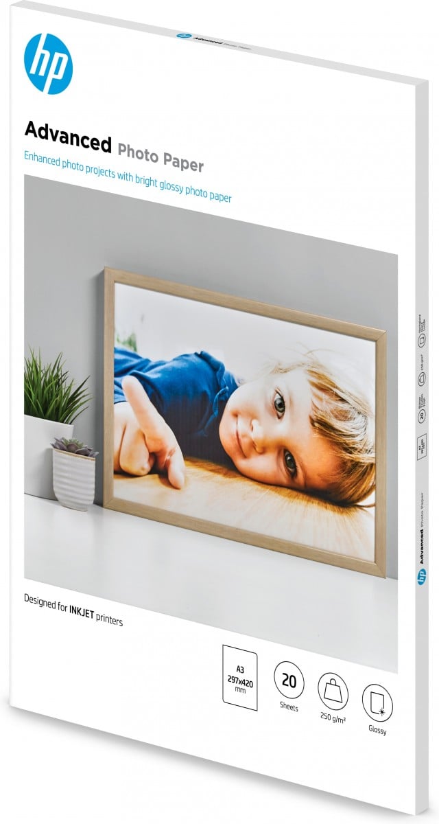 HP original Advanced glossy photo paper white Ink cartridge Q8697A 250g/m2 A3 20 sheets 1-pack