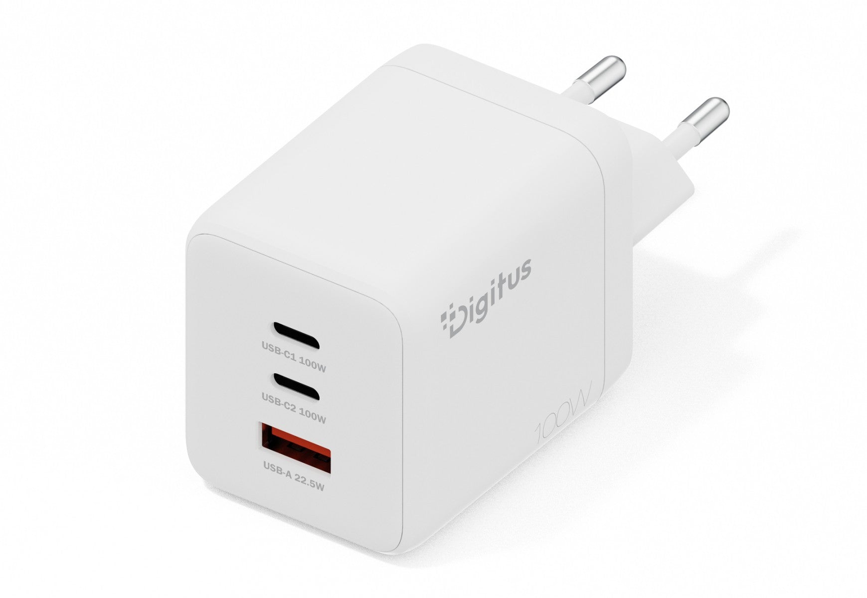 Digitus DA-10304 Chargeur mural GaN II 100W | 2x USB-C, 1x USB-A | PD 3.0, QC 3.0 | Blanc