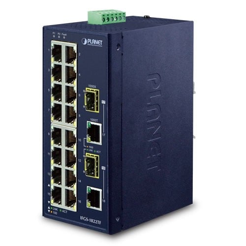 PLANET IFGS-1822TF commutateur réseau Non-géré Fast Ethernet (10/100) Bleu
