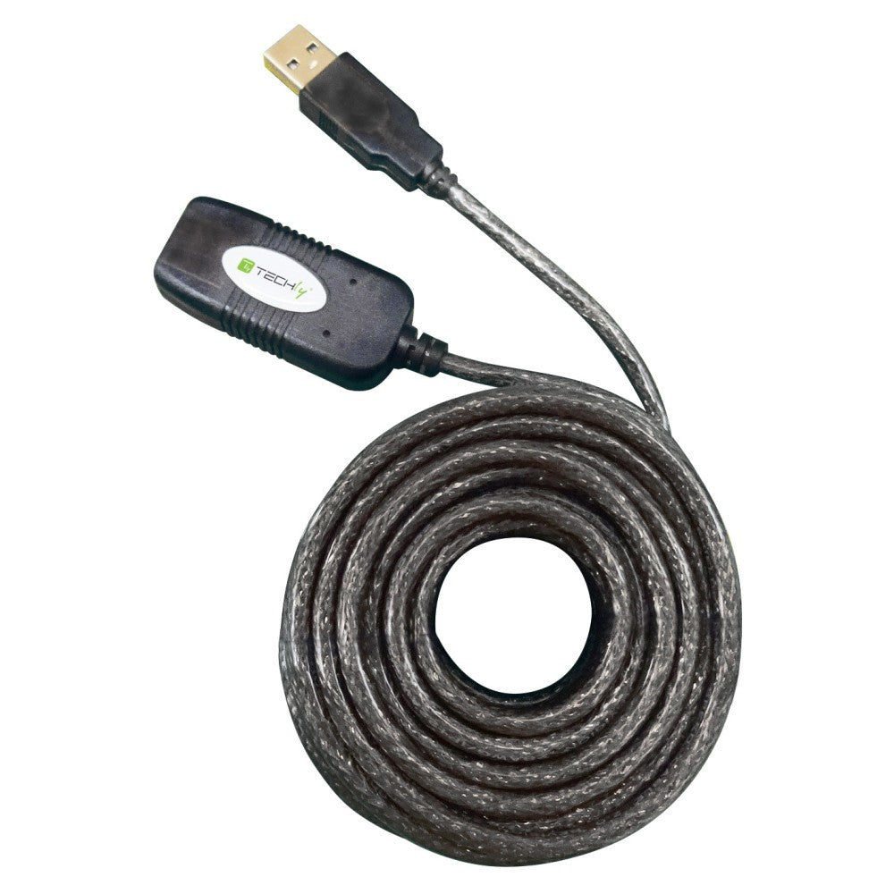Techly IUSB-REP10TY Câble d'extension actif USB 2.0 USB-A mâle vers USB-A femelle 10m