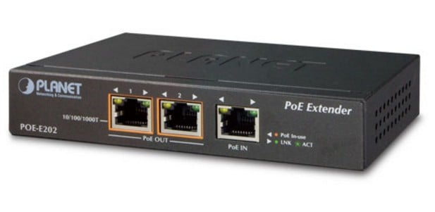 PLANET POE-E202 prolongateur réseau Émetteur et récepteur réseau Noir 10, 100, 1000 Mbit/s