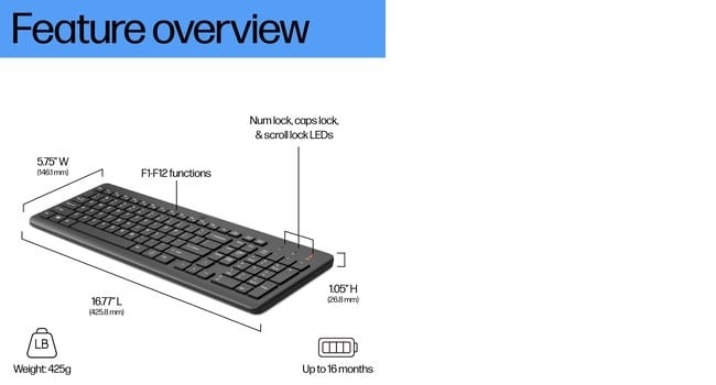 Clavier sans fil HP 225 - récepteur USB - noir QWERTY (805T1AA#ABB)