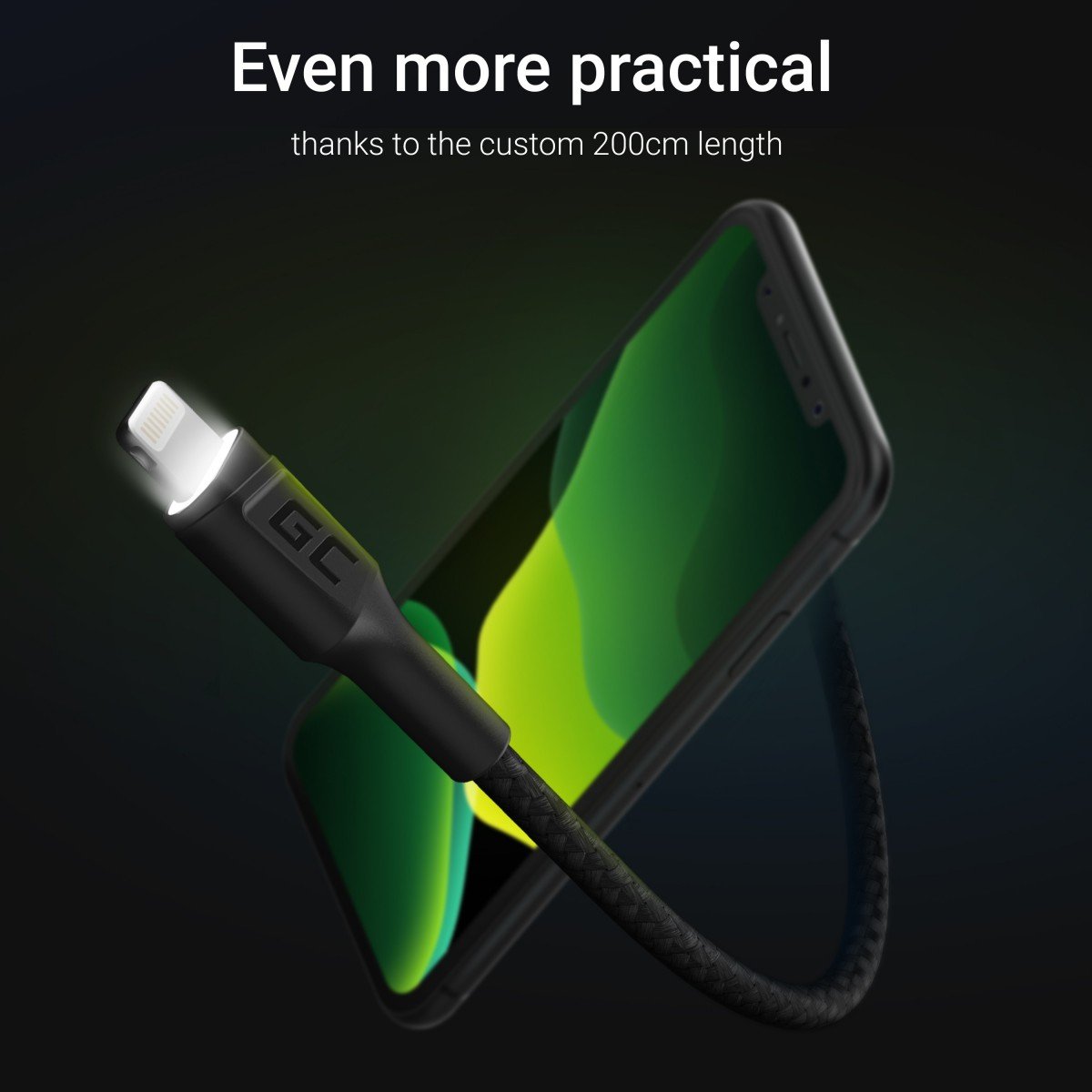 Green Cell KABGC12 câble Lightning 2 m Noir