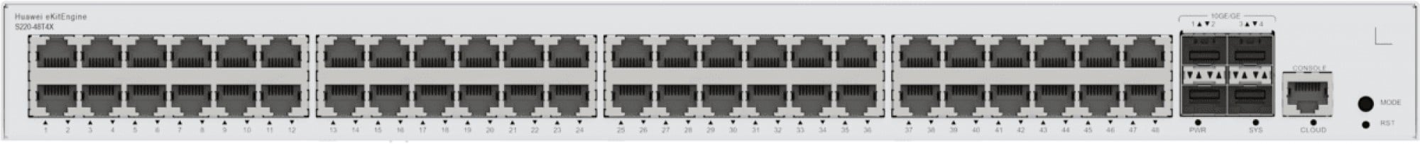 HUAWEI S220-48T4X 48x10/100/1000BASE-T ports 4x10GE SFP+ ports built-in AC power eKit