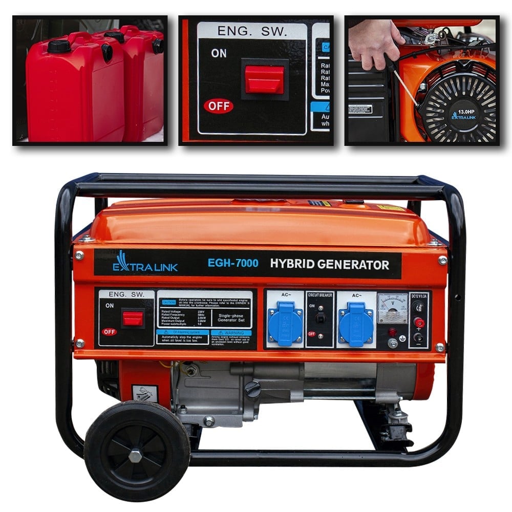 Extralink EX.30714 groupe électrogene 7000 W 25 L Essence Noir, Orange