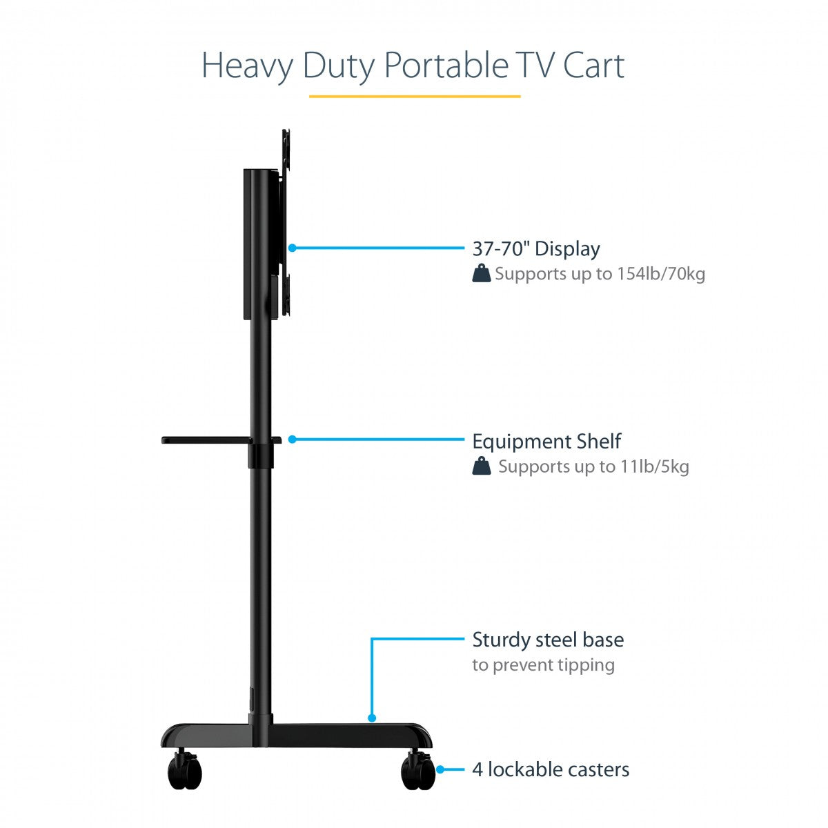 TV stand for 37-70" TVs with wheels