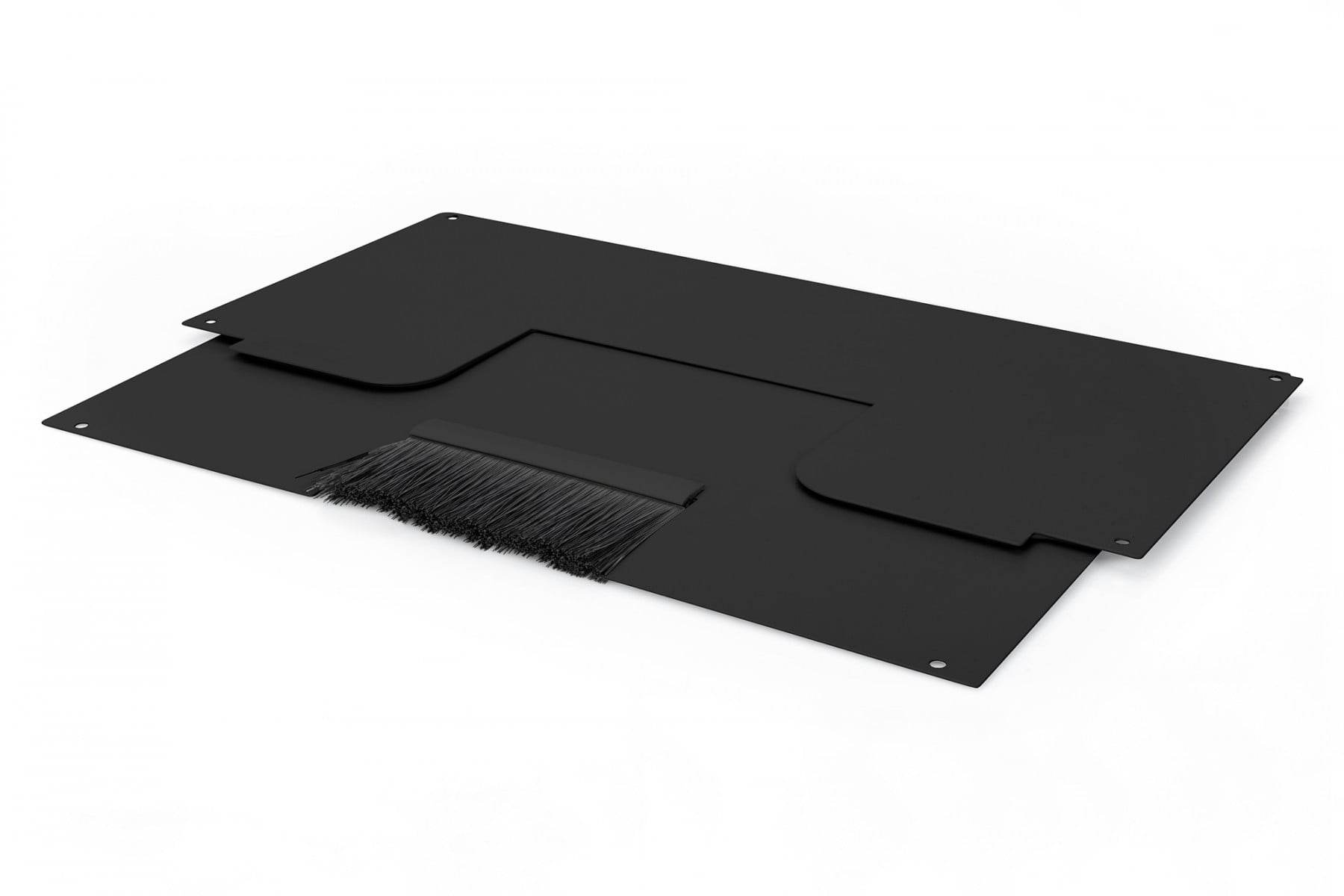 Panneau de fermeture supérieur / inférieur pour support de montage avec entrée de câble brossée, noir (RAL 9005)