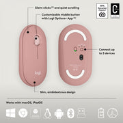 Logitech Pebble 2 Combo clavier Souris incluse Universel RF sans fil + Bluetooth QWERTY US International Rose