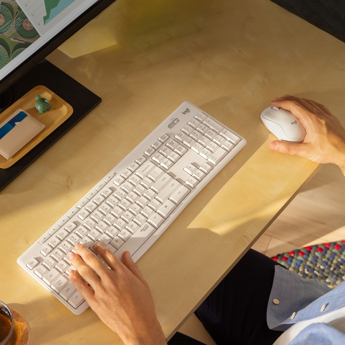 Logitech 920-009824 clavier Souris incluse Bureau RF sans fil QWERTY US International Blanc