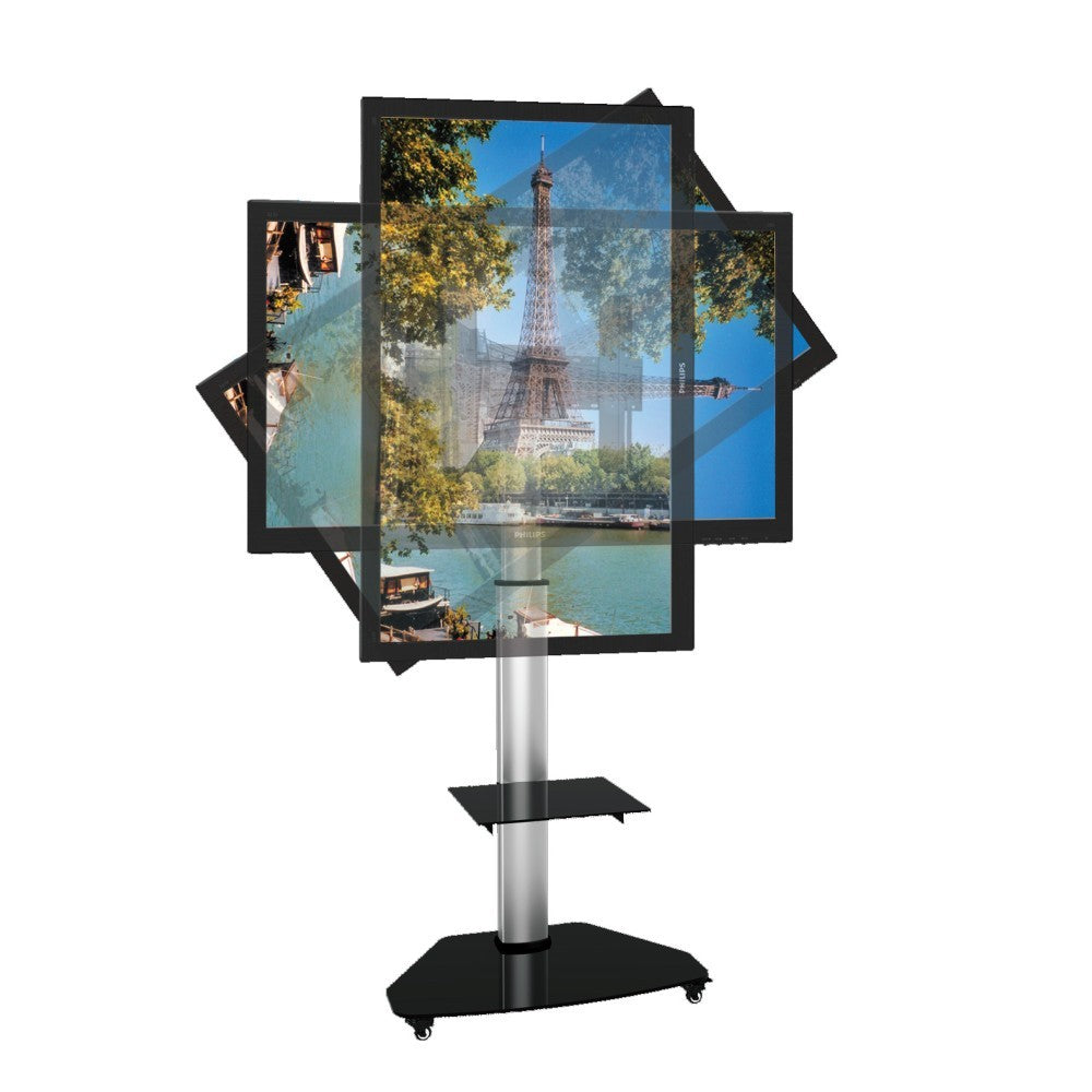 "Techly ICA-TR3SL Support TV mobile 37-70"" jusqu'a 40kg réglable 2 étageres"