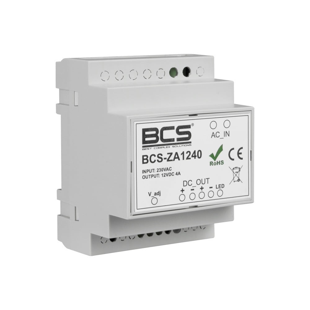Alimentation BCS BCS-ZA1240 12V 4A avec réglage pour rail DIN