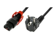 Câble d'alimentation Schuko angulaire/IEC C13 droit M/F 2m noir avec verrouillage IEC LOCK+