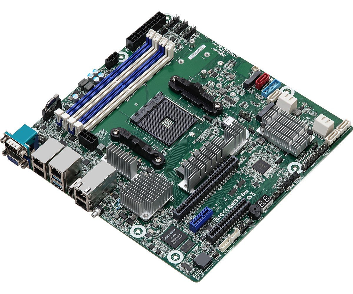 ASRock X570D4U-2L2T/BCM, 1xSKT AM4, AMD Ryzen 5000, X570, 4xDIMM, SATA, 2xM.2, 2xGbE, 2x10GbE, IPMI