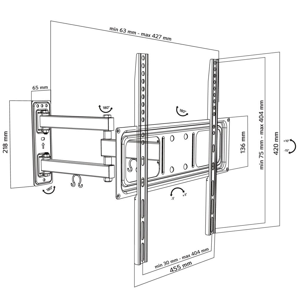 "Techly ICA-PLB 320MT Support mural pour TV 32-55"" LED/LCD 35kg pivotant inclinable"