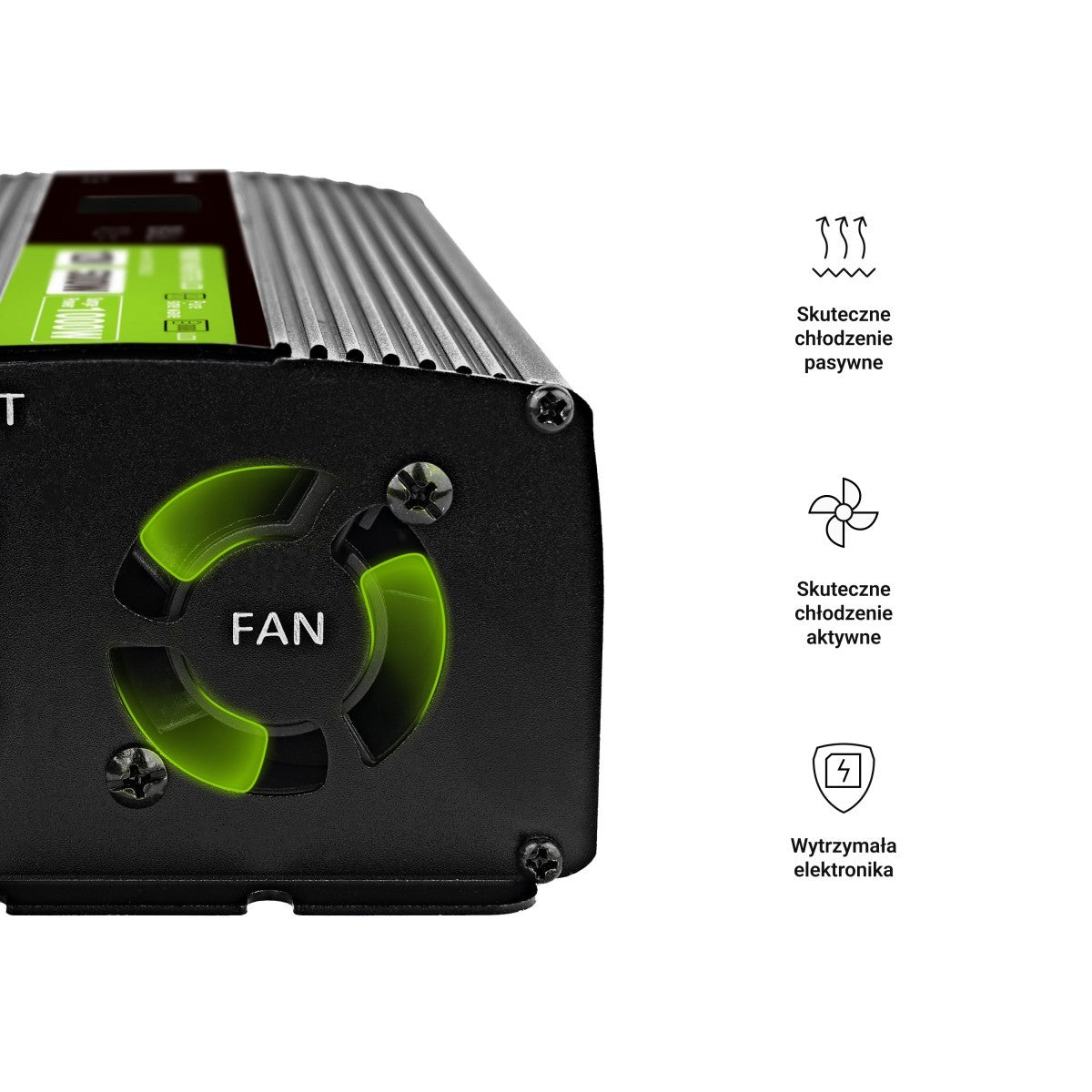 Green Cell Przetwornica napicia PowerInverter LCD 12 V 500W/1000W Przetwornica samochodowa z wywietlaczem - czysty sinus adaptateur de puissance & onduleur Auto