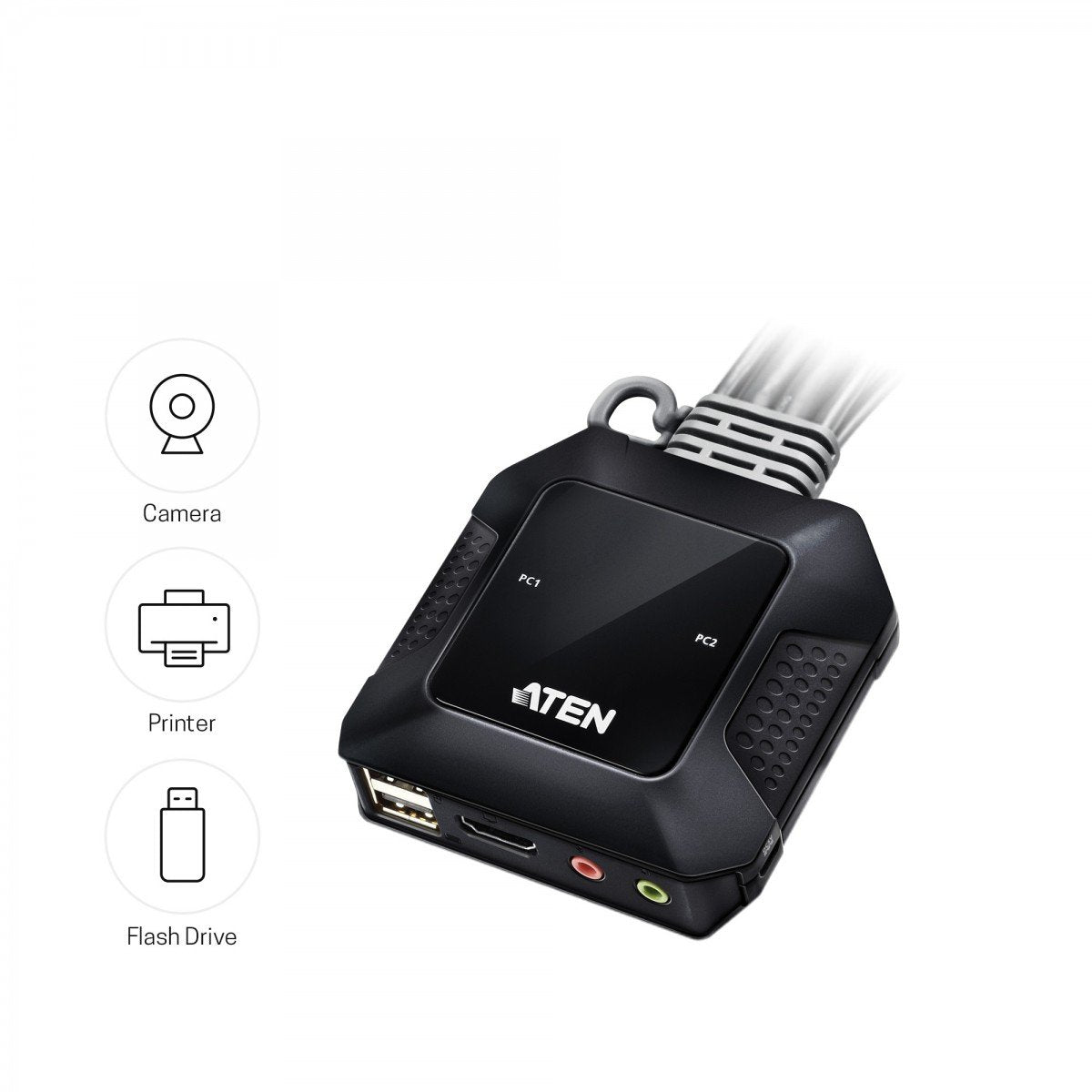 ATEN CS22H commutateur écran, clavier et souris Noir