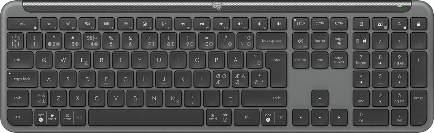 Logitech MK950 clavier Souris incluse Bureau RF sans fil + Bluetooth QWERTY Nordique Graphite
