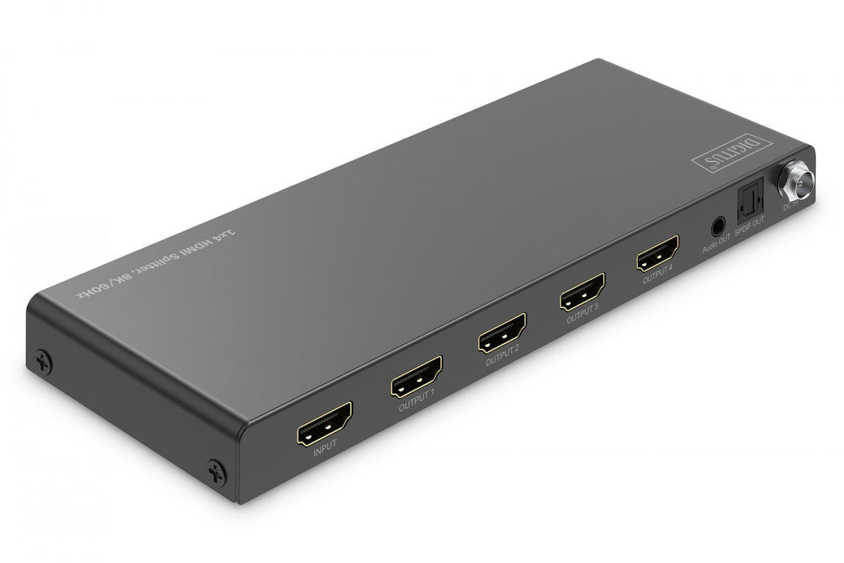 Répartiteur HDMI 1x4, 8K/60Hz (4:4:4) avec HDR, 48 Gbps, HDCP 2.3, Toslink/Stéréo, EDID