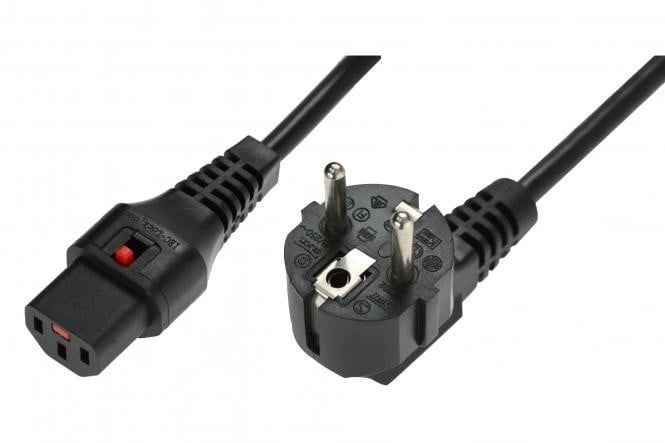 IEC-LOCK Cordon d alimentation CEE7 / C13 à verrouillage noir - 3,0 m