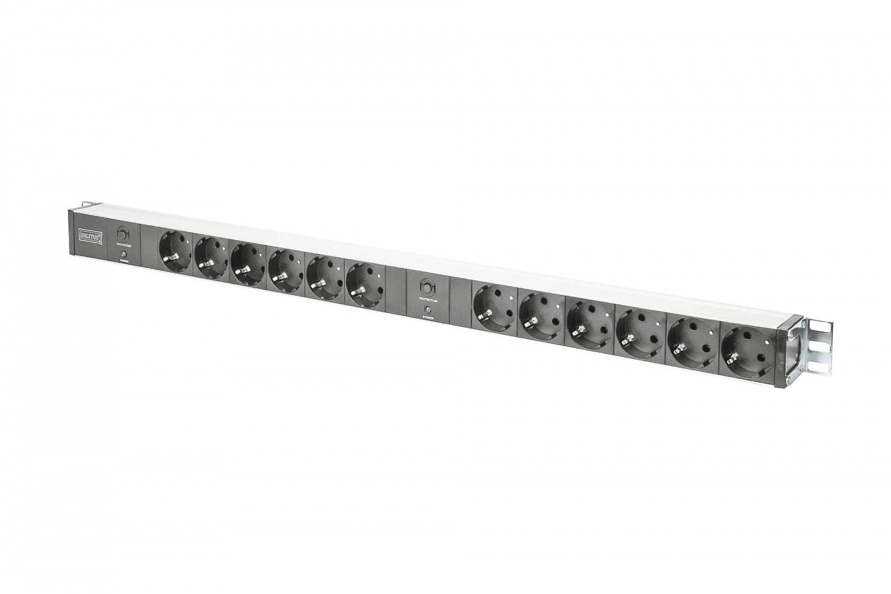 Digitus Bloc multiprise avec profilé en aluminium et protection contre la surcharge, prise électrique a contact de protection avec 12 sorties, connect