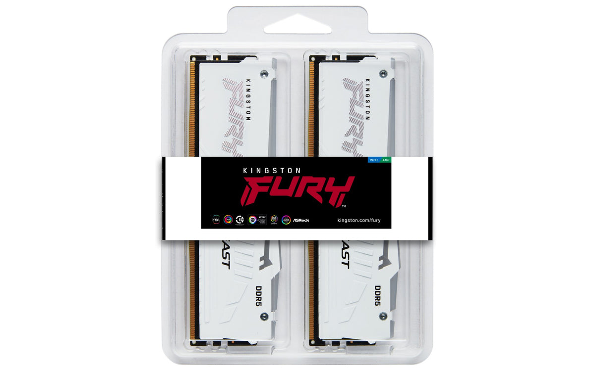 KINGSTON 32Go 6000MT/s DDR5 CL30 DIMM Kit of 2 FURY Beast White RGB EXPO