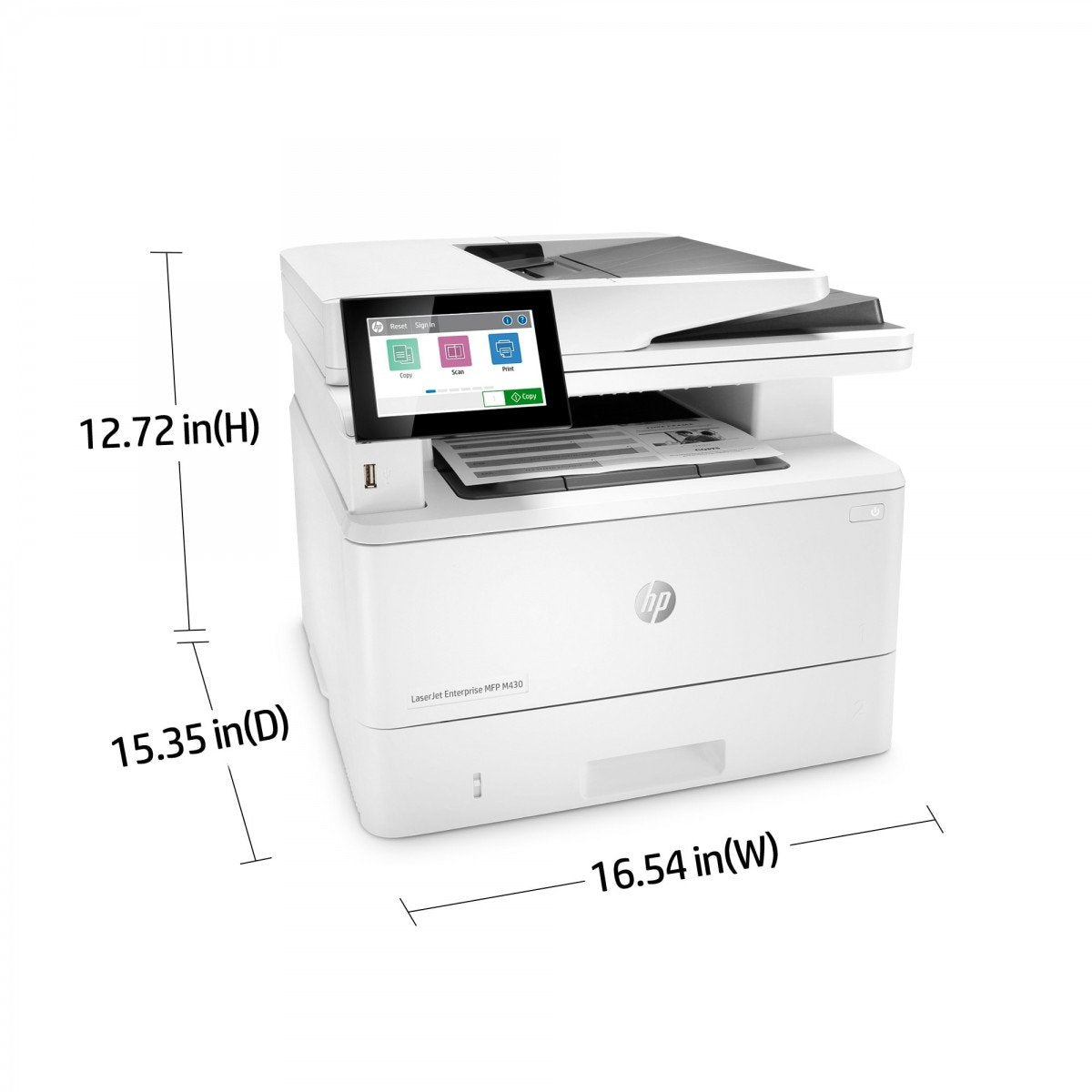 HP LaserJet Enterprise MFP M430f MFP Mono laser 216x297mm A4 38ppm Copy 40ppm Print 350sheets USB LAN