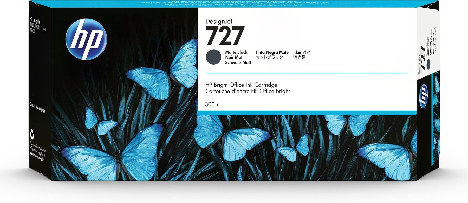 HP 727 original Ink cartridge C1Q12A mat black standard capacity 300 ml 1-pack