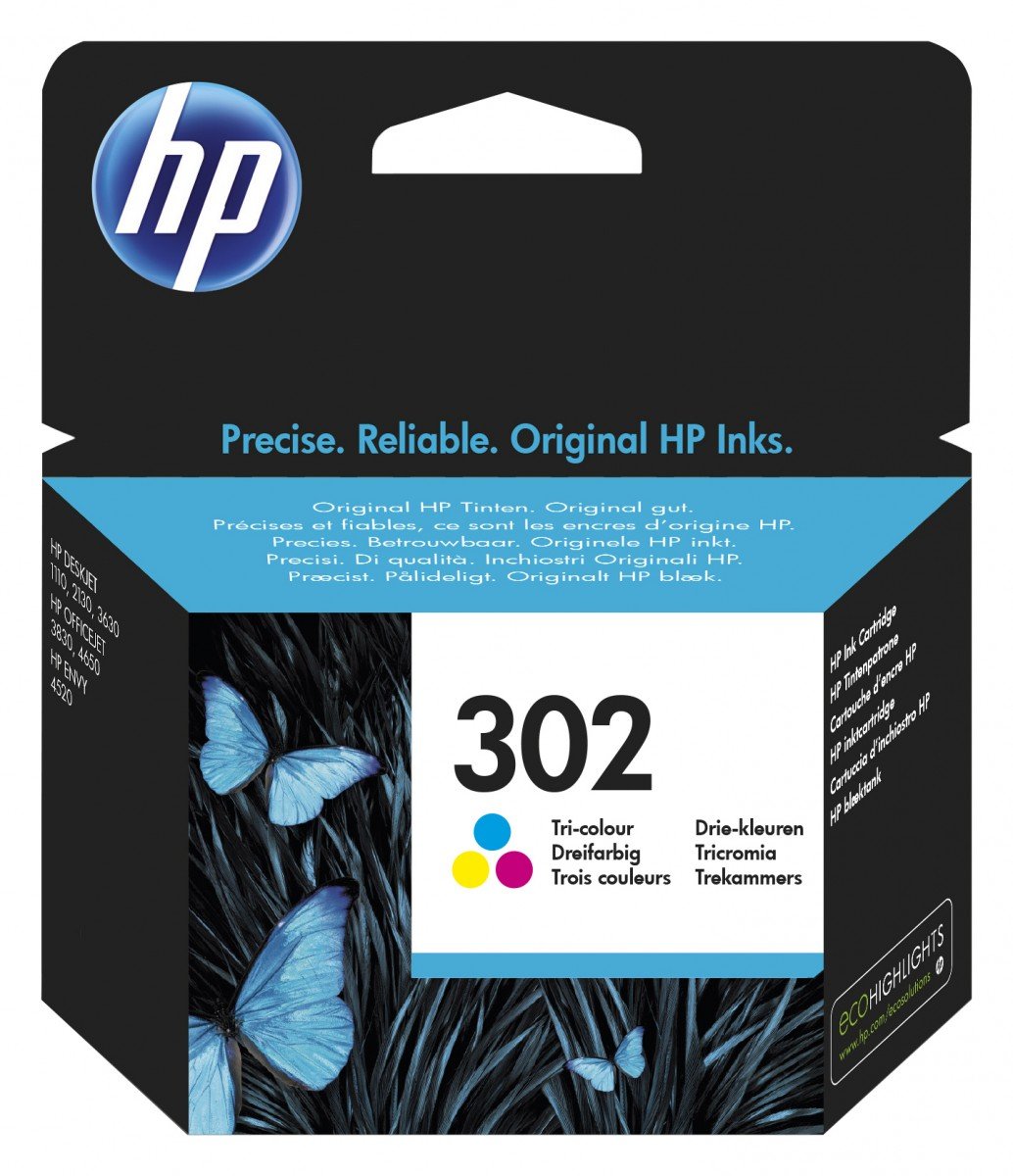 HP 302 original Ink cartridge F6U65AE UUS Tri-color WCF (P)
