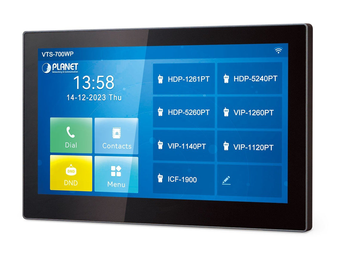 "PLANET 7-inch SIP Indoor Touch systeme vidéophone 17,8 cm (7"") Noir"
