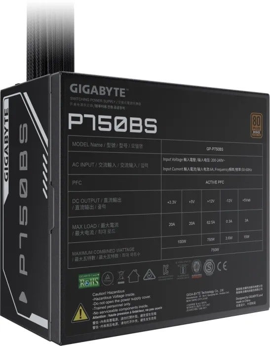 GIGABYTE P750BS unité d'alimentation d'énergie 750 W 20+4 pin ATX Noir