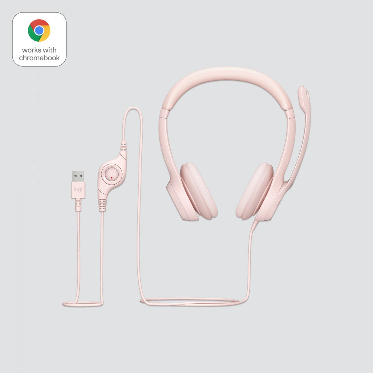 LOGITECH H390 Headset on-ear wired USB-A rose