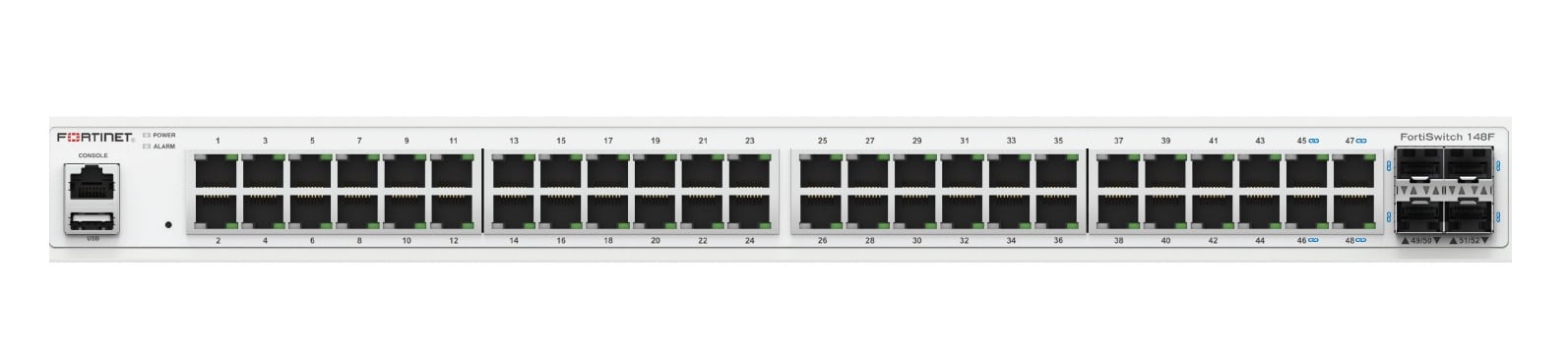 FortiSwitch-148F FortiSwitch-148F is a performance/price competitive L2+ management switch with 48x GE port + 4x SFP+ port + 1x RJ45 console