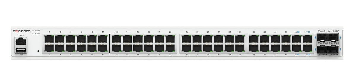 FortiSwitch-148F FortiSwitch-148F is a performance/price competitive L2+ management switch with 48x GE port + 4x SFP+ port + 1x RJ45 console