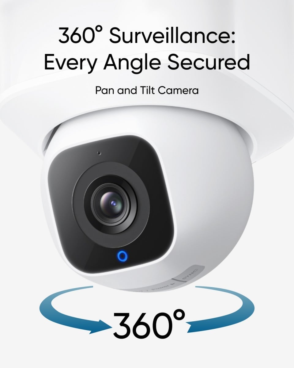 Eufy T8426321 Caméra de projecteur E30 Caméra extérieure avec projecteur de 2000 lm, 2K, rotation 360°, IP65