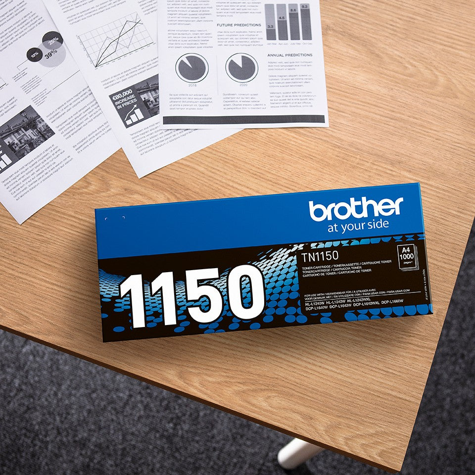 BROTHER TN1150 Toner noir capacité jusquà 1 000 pages pour HL-L1240W / HL-L1242W / DCP-L1640W / DCP-L1642W / DCP-L1660W