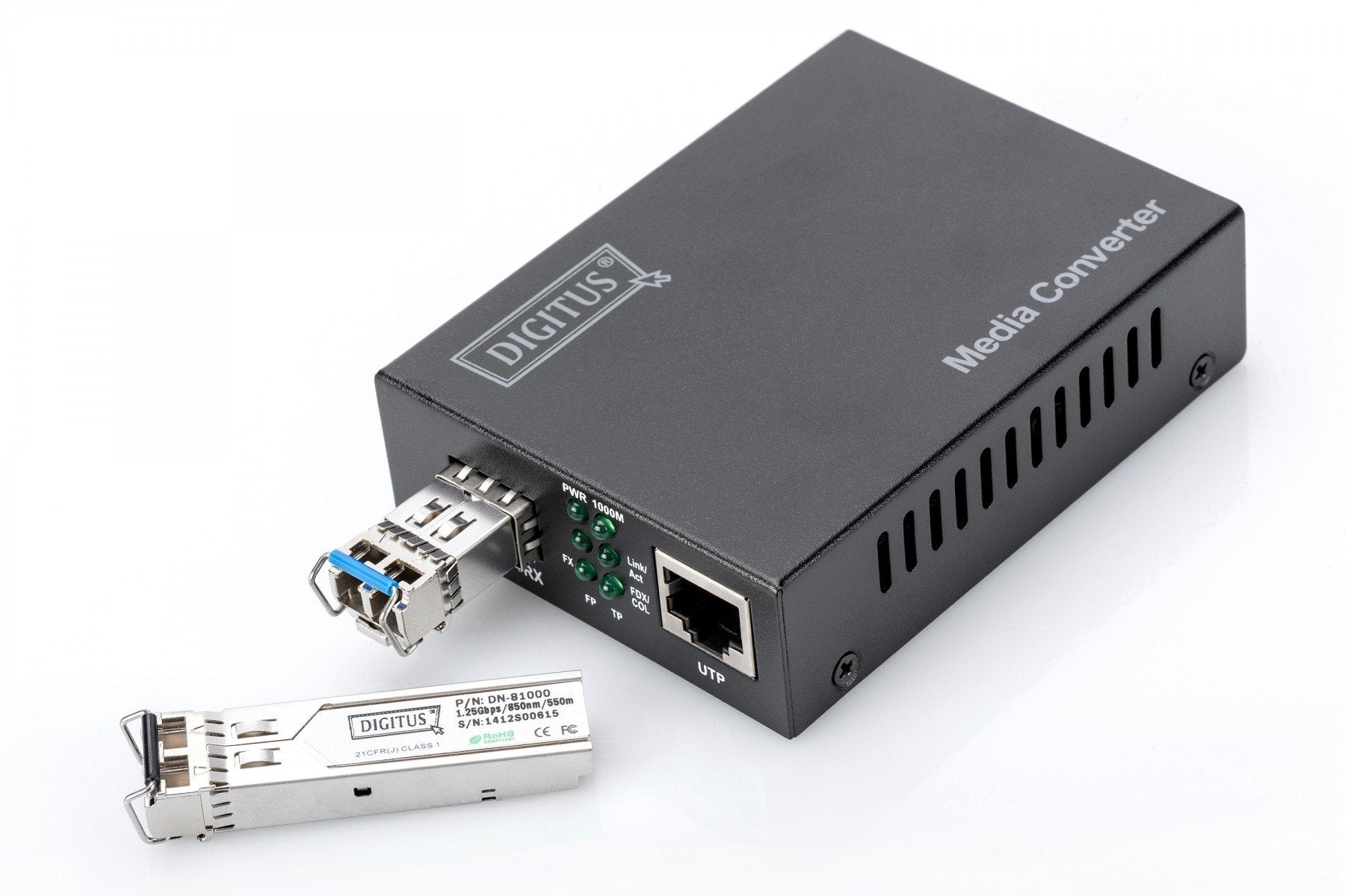 Digitus DN-82130 convertisseur de support réseau 1000 Mbit/s Noir