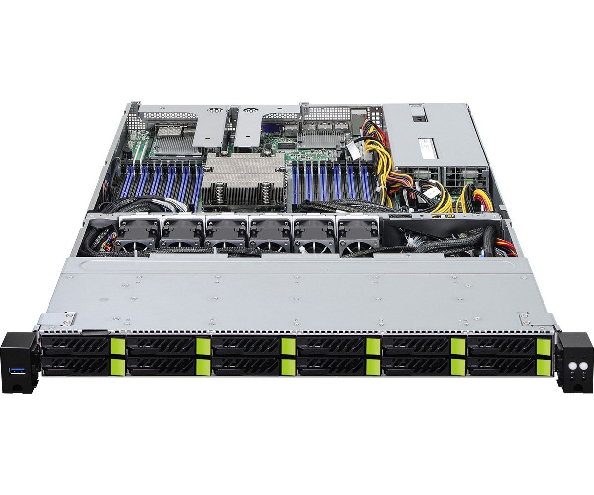 ASRock 1U12E-GENOA/2L2T, Rack 1U, UP, AMD EPYC 9004, 12xSFF, 2xGbE, 2x10GbE, Red. PSU, IPMI