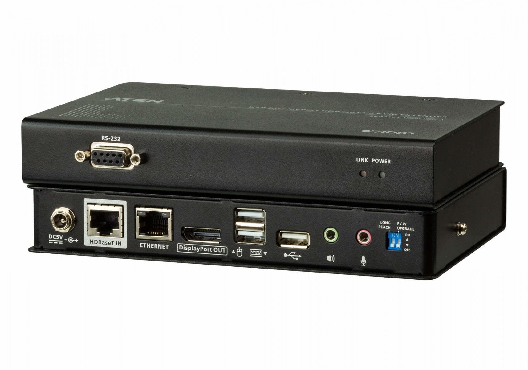 Systeme d'extension KVM USB DisplayPort HDBaseT™ 2.0 (4K a 100 m) - Émetteur et récepteur - Avec fil - 150 m - Cat5e - Cat6 - Cat6a - 4096 x 2160 pixels - Noir