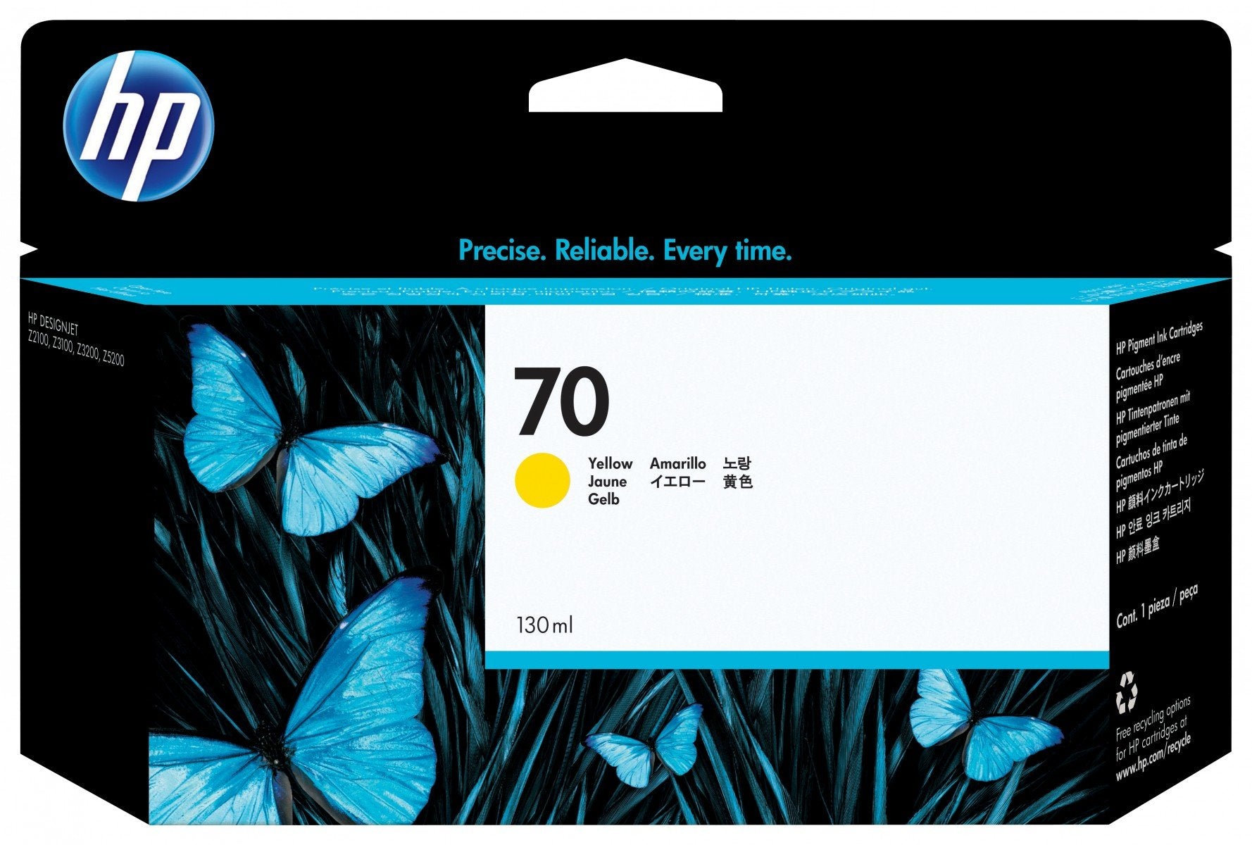 HP 70 original Ink cartridge C9454A yellow standard capacity 130ml 1-pack with Vivera Ink cartridge
