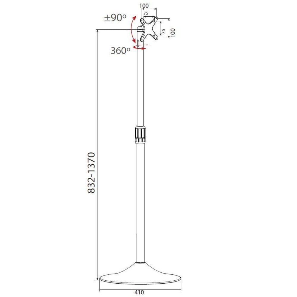 "Support de sol Techly ICA-TR10 pour téléviseurs de 13 a 27"", jusqu'a 22 kg, réglable"