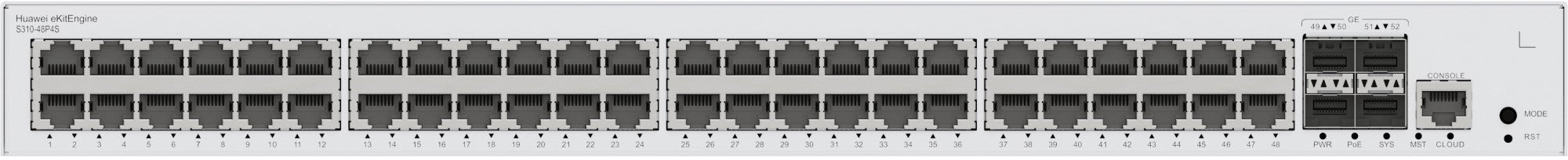 HUAWEI S310-48P4S 48x10/100/1000BASE-T ports 380W PoE+ 4xGE SFP ports built-in AC power eKit
