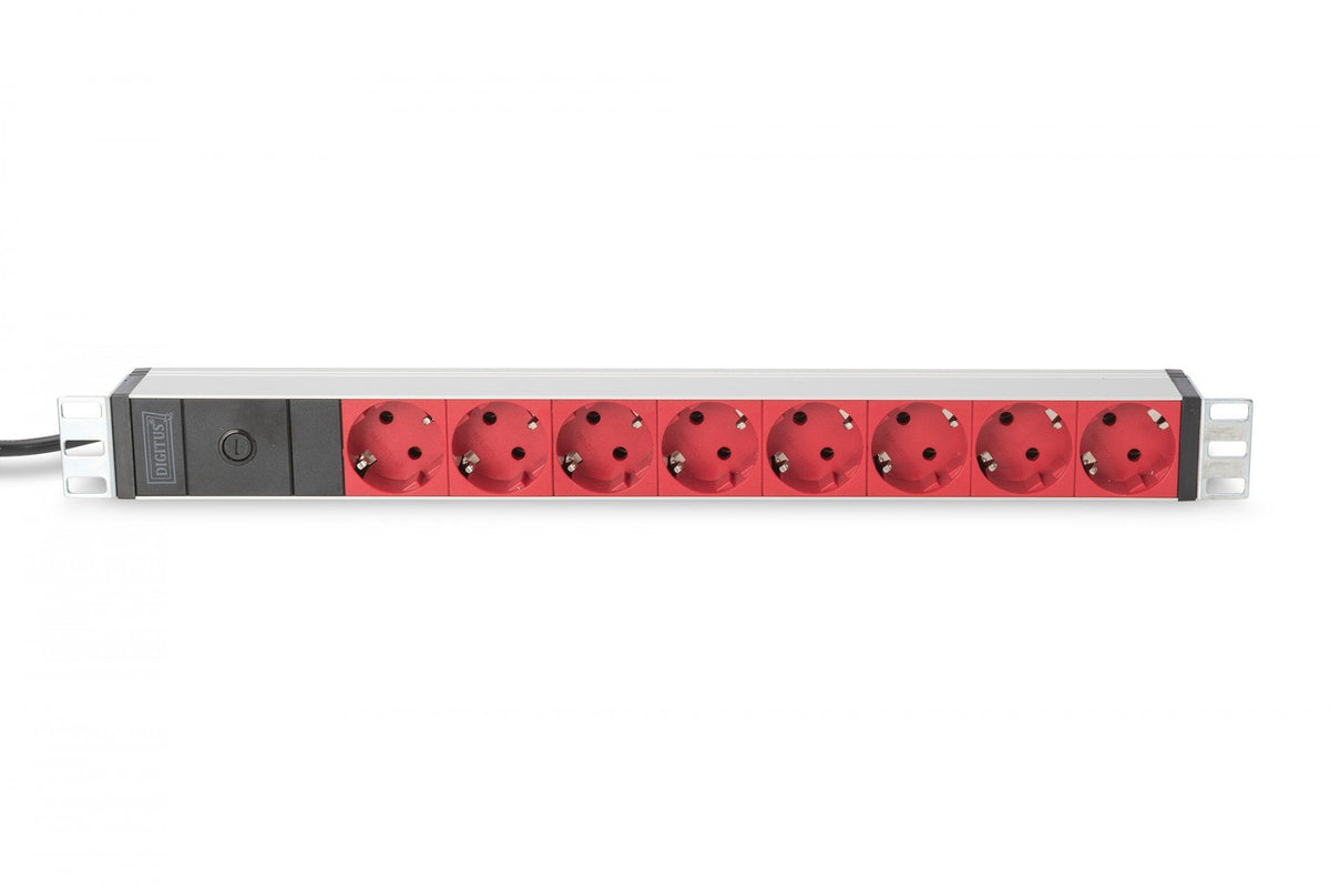 Digitus Bloc multiprise avec profilé en aluminium et préfusible, prise électrique a contact de protection a 8 sorties, connecteur IEC C14 pour câble d
